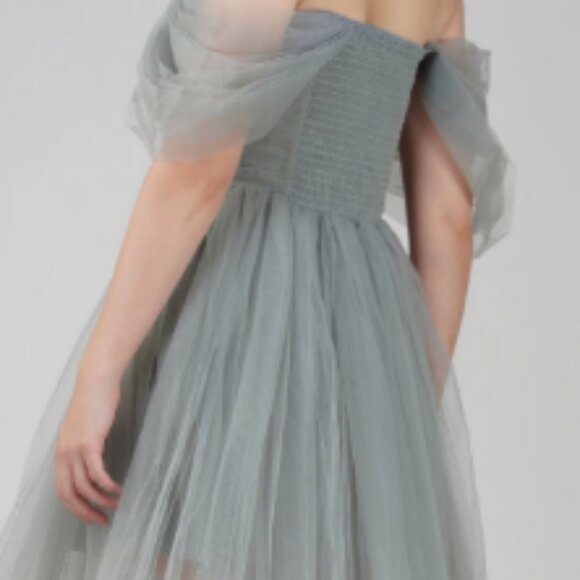 Lace & Beads exclusive wrapped tulle mini dress in gray - Picture 2 of 2